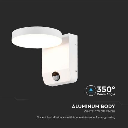 LED Utomhus wall flexible belysning med sensor LED/17W/230V IP65 4000K vit
