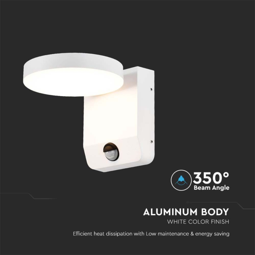 LED Utomhus wall flexible belysning med sensor LED/17W/230V IP65 4000K vit
