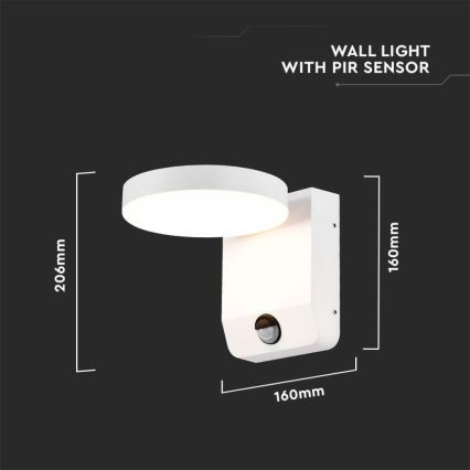 LED Utomhus wall flexible belysning med sensor LED/17W/230V IP65 4000K vit