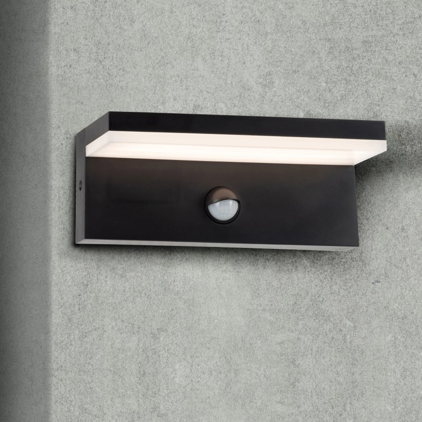 LED Utomhus vägglampa med sensor TESA LED/10W/230V IP54 svart