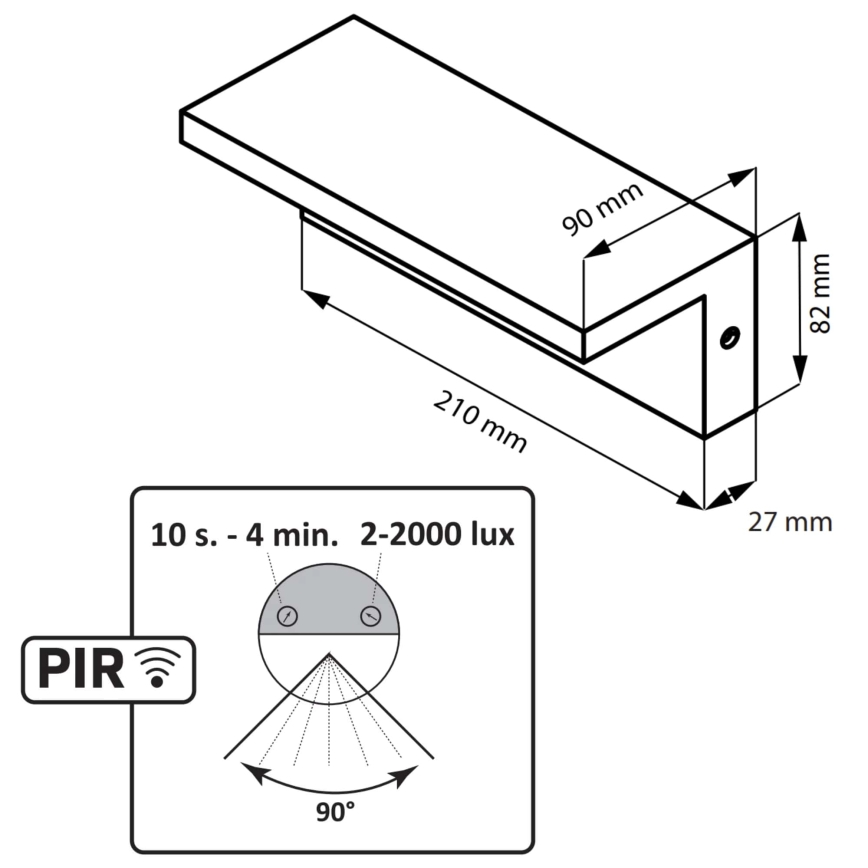 LED Utomhus vägglampa med sensor TESA LED/10W/230V IP54 svart