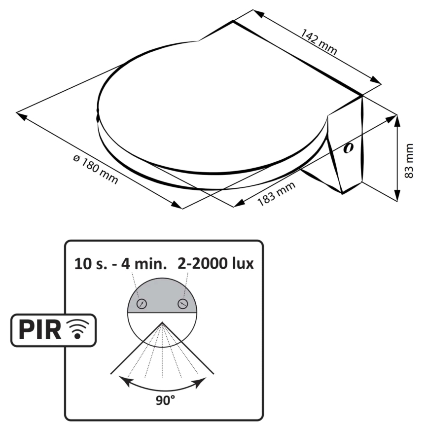 LED Utomhus vägglampa med sensor TESA LED/10W/230V IP54 svart