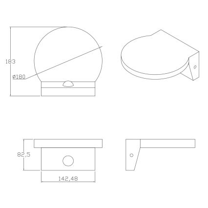 LED Utomhus vägglampa med sensor TESA LED/10W/230V IP54 svart
