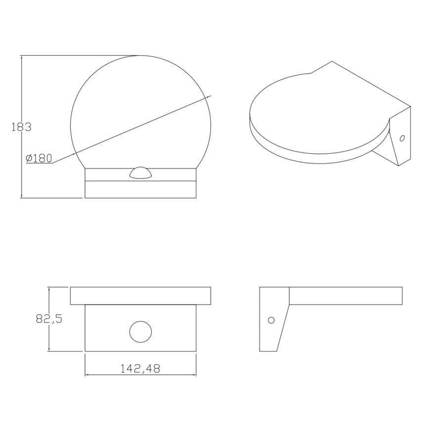 LED Utomhus vägglampa med sensor TESA LED/10W/230V IP54 svart