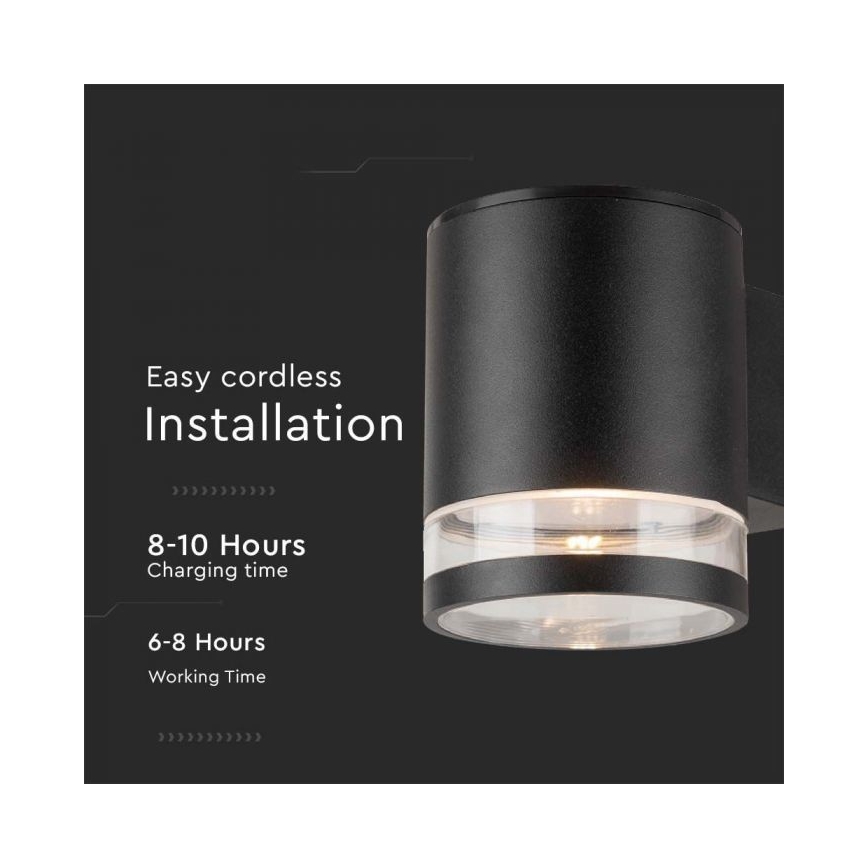 LED Utomhus väggsolcellslampa LED/1W/3,7V 3000K IP54 1200 mAh svart