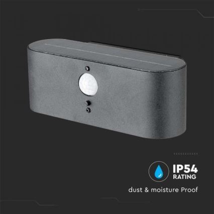 LED Utomhus väggsolcellslampa med sensor LED/2,5W/3,7V 3000K IP54 2000 mAh