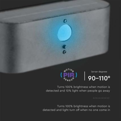 LED Utomhus väggsolcellslampa med sensor LED/2,5W/3,7V 3000K IP54 2000 mAh