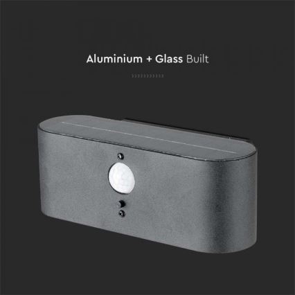LED Utomhus väggsolcellslampa med sensor LED/2,5W/3,7V 3000K IP54 2000 mAh