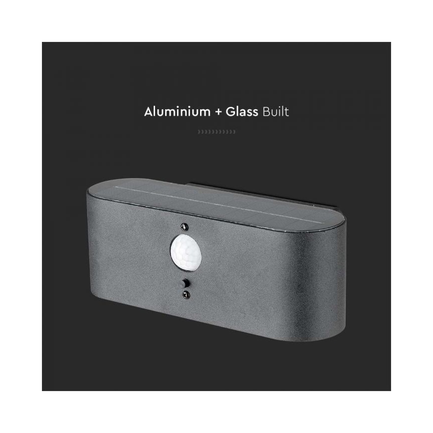 LED Utomhus väggsolcellslampa med sensor LED/2,5W/3,7V 3000K IP54 2000 mAh