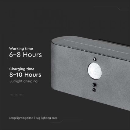 LED Utomhus väggsolcellslampa med sensor LED/2,5W/3,7V 3000K IP54 2000 mAh