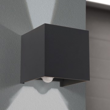 LED Utomhusbelysning med rörelse och skymningssensor CUBE-S LED/13W/230V IP54 antracit