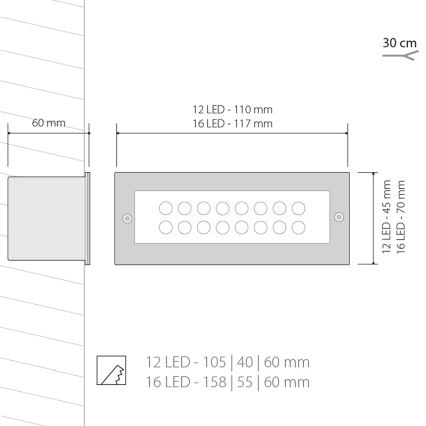 LED Utomhusbelysninging INDEX 1x12LED/1W/230V IP54