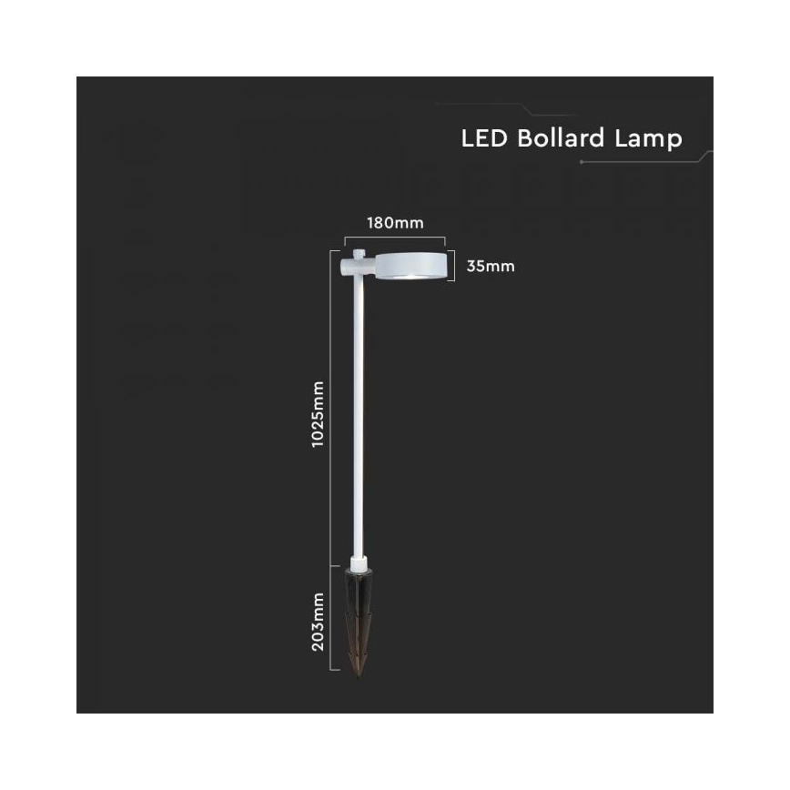 LED Utomhuslampa LED/7W/230V 3000K IP65 vit 102 cm