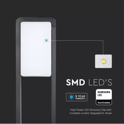 LED Utomhuslampa SAMSUNG CHIP LED/10W/230V 3000K IP65 svart