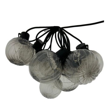 LED utomhusljusslinga 10xLED/0,15W/230V 6,8 m IP44 svart/rökfärgad