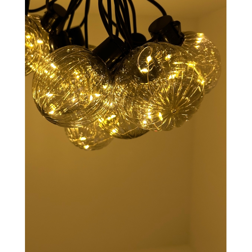 LED utomhusljusslinga 10xLED/0,15W/230V 6,8 m IP44 svart/rökfärgad