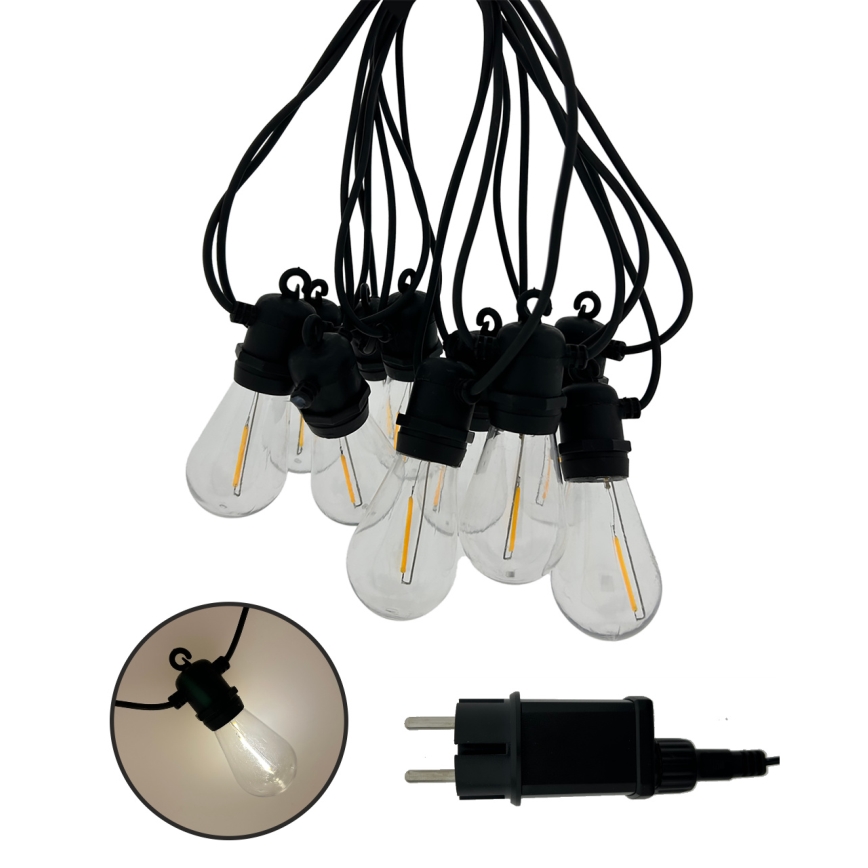 LED utomhusljusslinga 10xLED/0,36 W/230 V 8 m IP44 svart