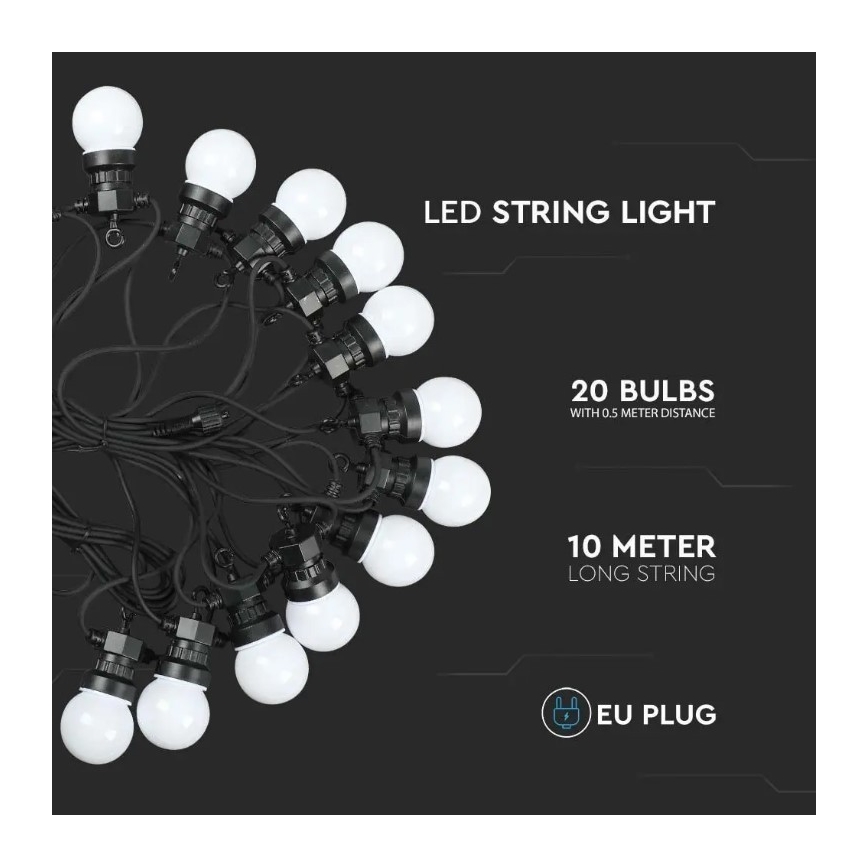 LED Utomhusslinga  STRING 10m 20xLED/0,5W/24/230V 3000K IP44