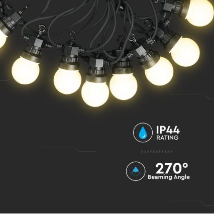LED Utomhusslinga STRING 5m 10xLED/0,5W/230V IP44 3000K