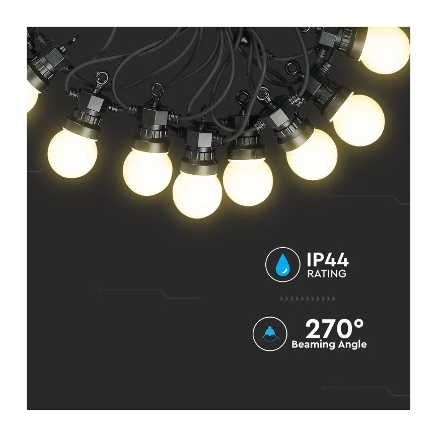 LED Utomhusslinga STRING 5m 10xLED/0,5W/230V IP44 3000K