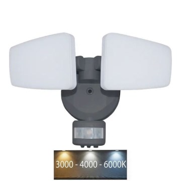 LED Utomhusstrålkastare med en sensor LED/24W/230V 3000/4000/6000K IP54 antracit