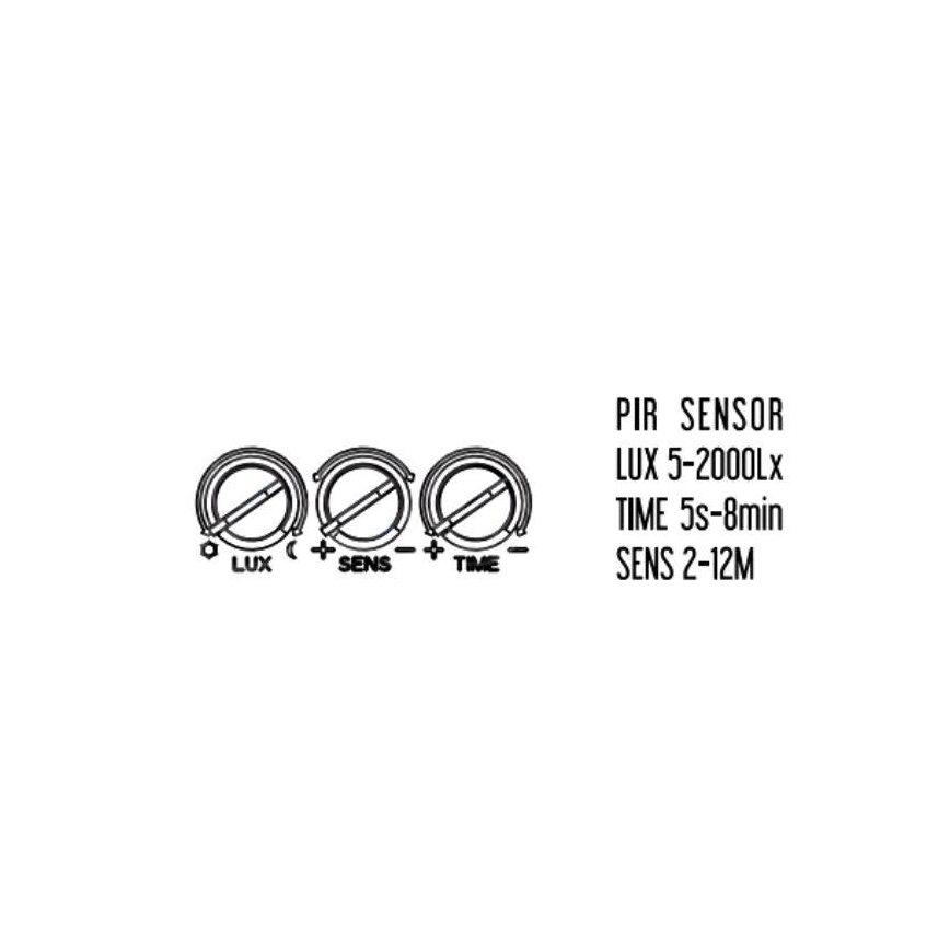 LED Utomhusstrålkastare med en sensor LED/24W/230V 3000/4000/6000K IP54 svart