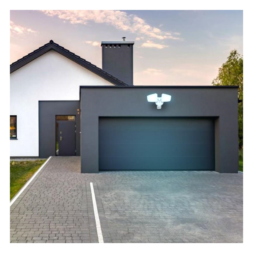 LED Utomhusstrålkastare med en sensor LED/24W/230V 3000/4000/6000K IP54 vit