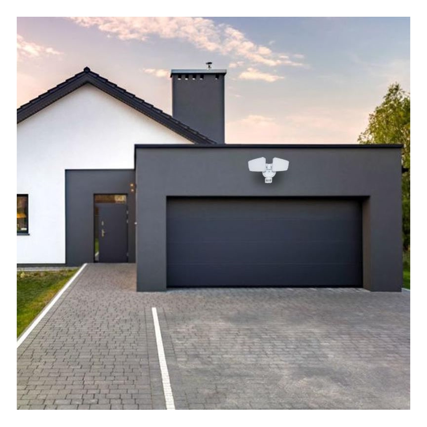LED Utomhusstrålkastare med en sensor LED/24W/230V 3000/4000/6000K IP54 vit