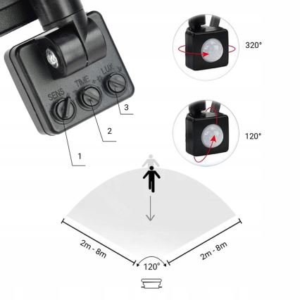 LED Utomhusstrålkastare med en sensor LED/30W/230V 4000K IP65 svart