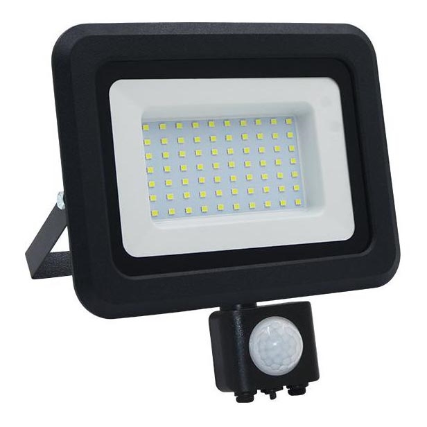 LED Utomhusstrålkastare med en sensor LED/50W/230V 4000K IP44 svart