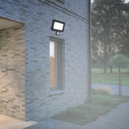 LED Utomhusstrålkastare med en sensor LED/50W/230V 4000K IP44 svart
