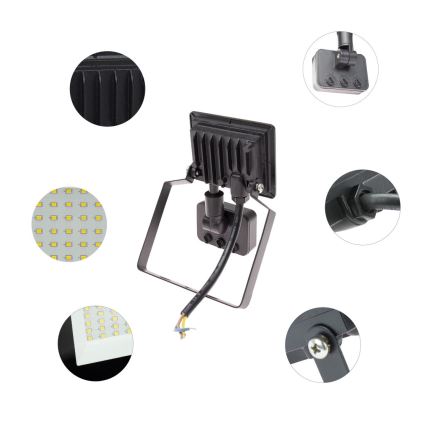 LED Utomhusstrålkastare med en sensor NOCTIS LUX 3 LED/10W/230V 4000K IP44 svart