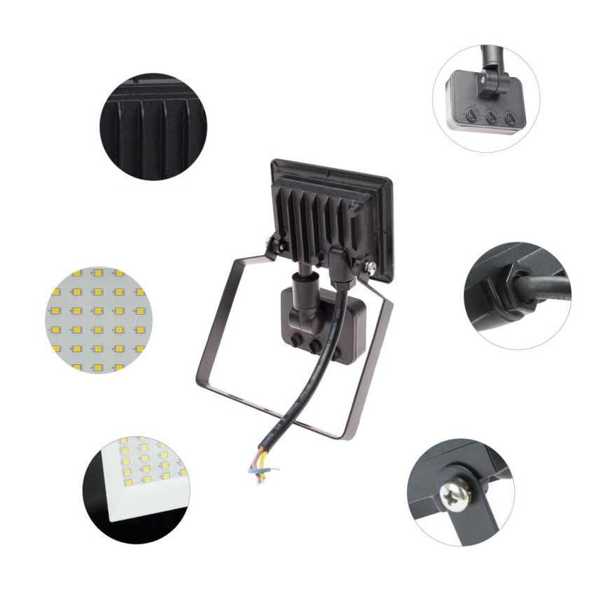 LED Utomhusstrålkastare med en sensor NOCTIS LUX 3 LED/10W/230V 4000K IP44 svart