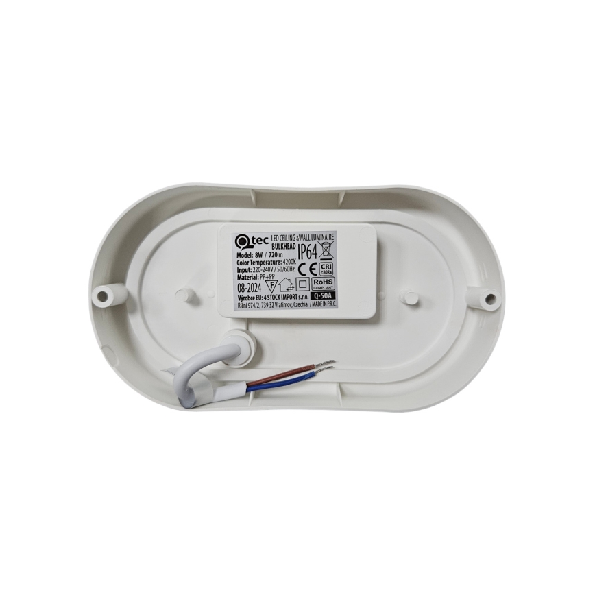 LED utomhustaklampa LED/8W/230V 4200K IP64 vit