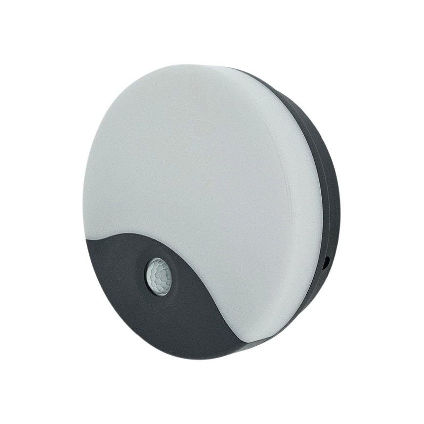 LED utomhusväggarmatur med rörelsesensor – 18W, 230V, IP44, vit