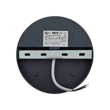 LED utomhusväggarmatur med rörelsesensor – 18W, 230V, IP44, vit