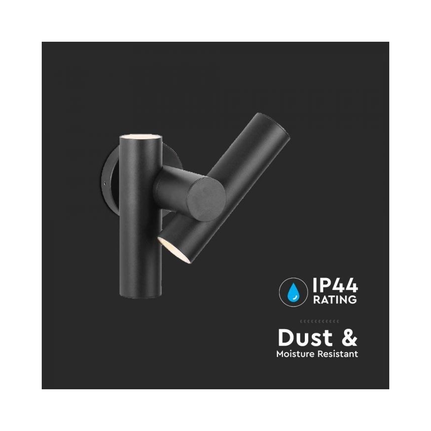 LED Utomhus väggspot flexibel armatur 2xLED/3W/230V 4000K IP44 svart