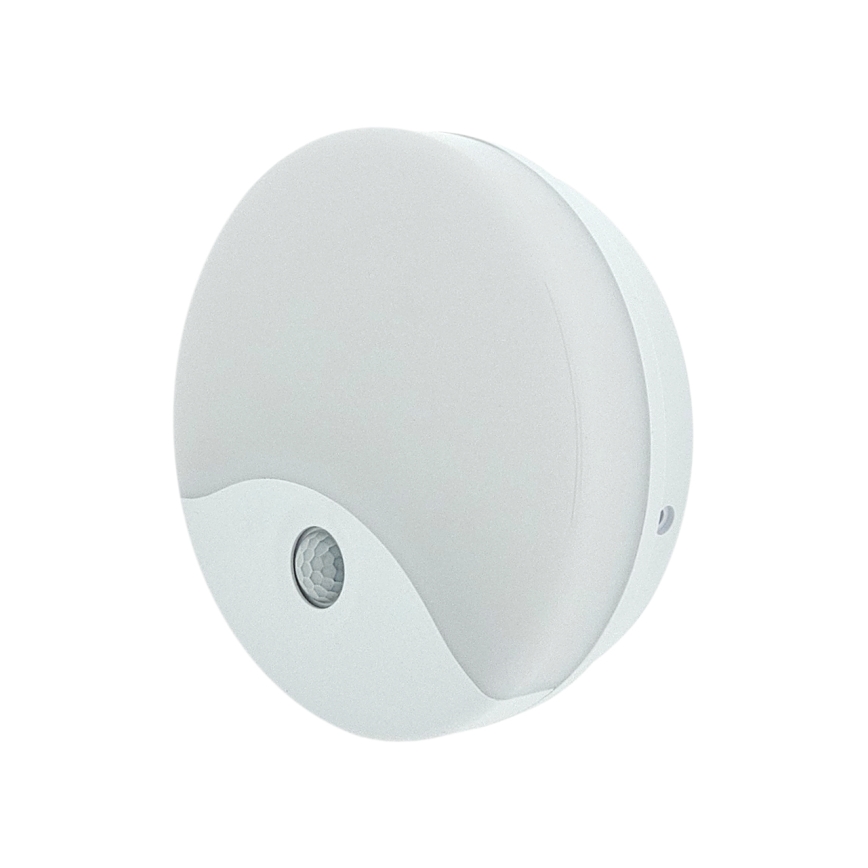 LED-utomhusvägglampa med rörelsesensor, 18 W/230 V, IP44, vit
