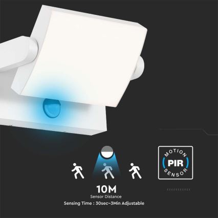LED Utomhusvägglampa med sensor LED/17W/230V 3000K IP65 vit