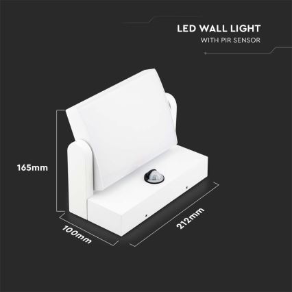 LED Utomhusvägglampa med sensor LED/17W/230V 3000K IP65 vit