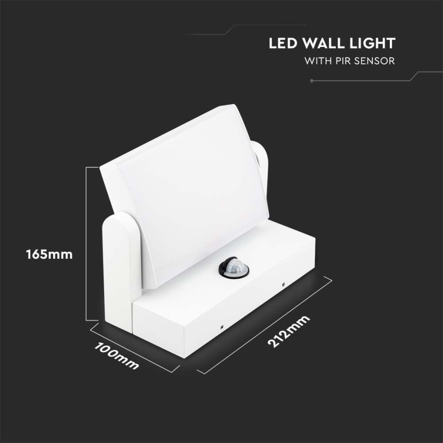 LED Utomhusvägglampa med sensor LED/17W/230V 3000K IP65 vit