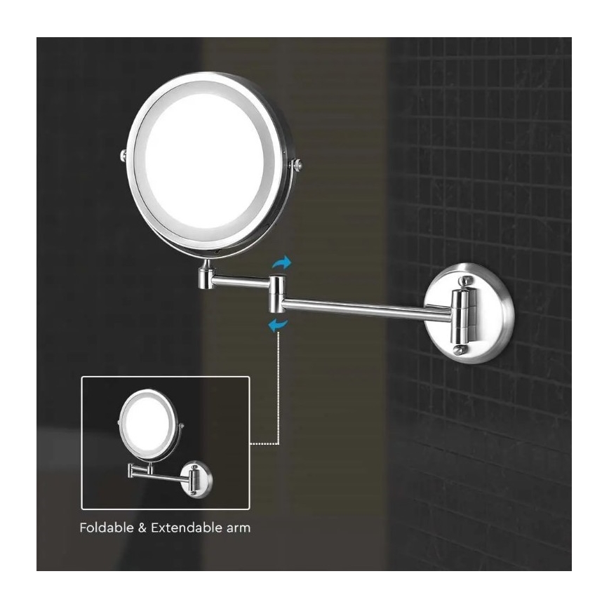 LED Vägg Sminkspegel LED/3W/6V 4xAA IP44