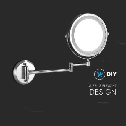 LED Vägg Sminkspegel LED/3W/6V 4xAA IP44