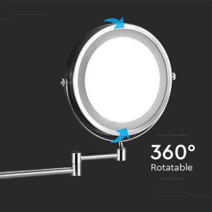 LED Vägg Sminkspegel LED/3W/6V 4xAA IP44