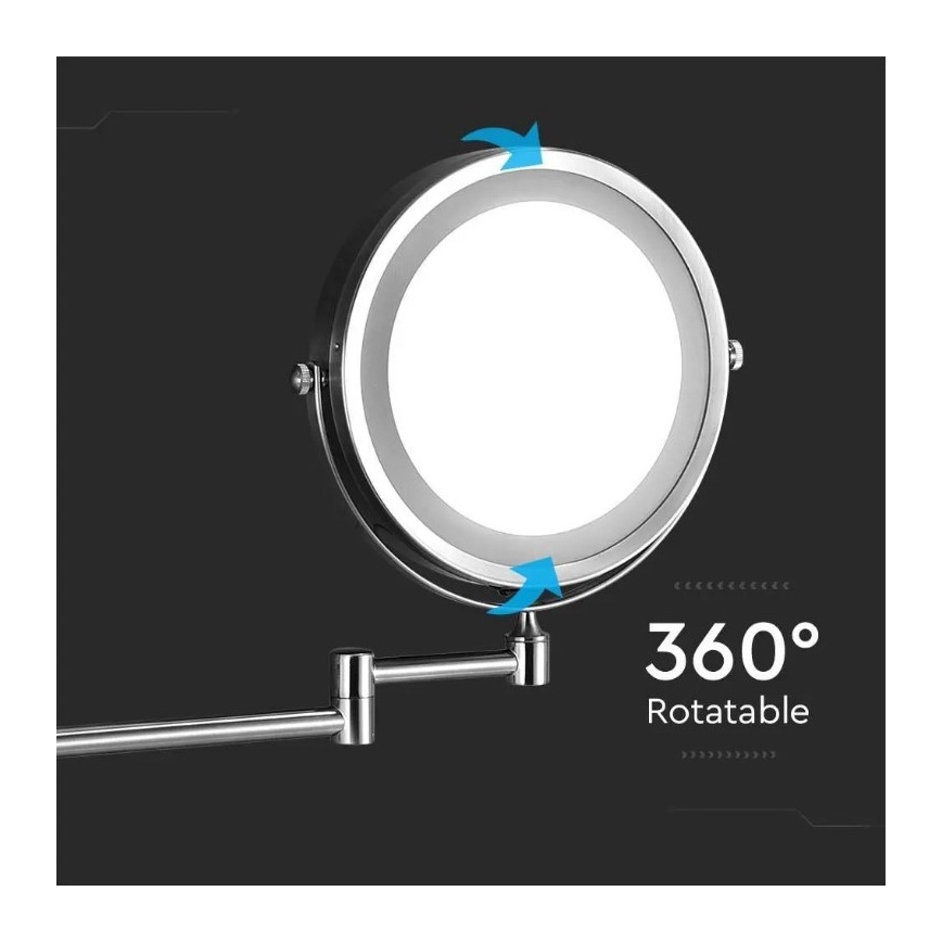 LED Vägg Sminkspegel LED/3W/6V 4xAA IP44