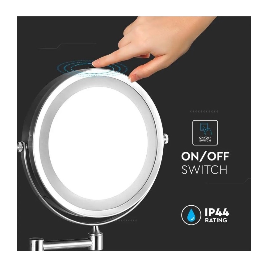 LED Vägg Sminkspegel LED/3W/6V 4xAA IP44