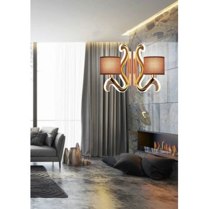 LED väggbelysning AMBROSIA 2xE14/40W/230V + LED/12,3W koppar