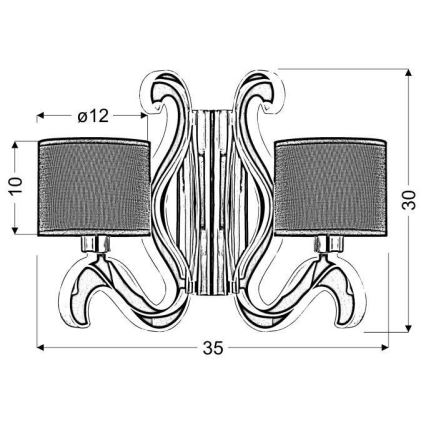 LED väggbelysning AMBROSIA 2xE14/40W/230V + LED/12,3W koppar