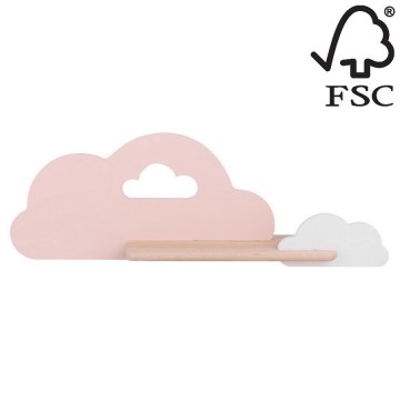 LED Väggbelysning Barnrum med Hylla CLOUD LED/5W/230V rosa/Vit