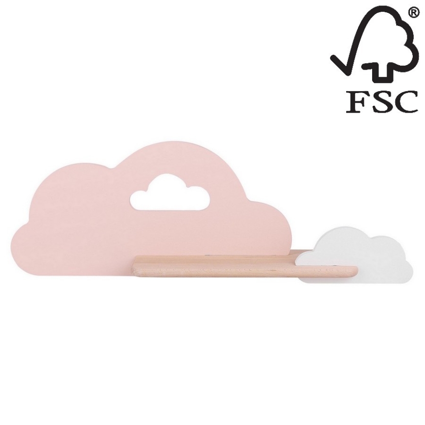 LED Väggbelysning Barnrum med Hylla CLOUD LED/5W/230V rosa/Vit
